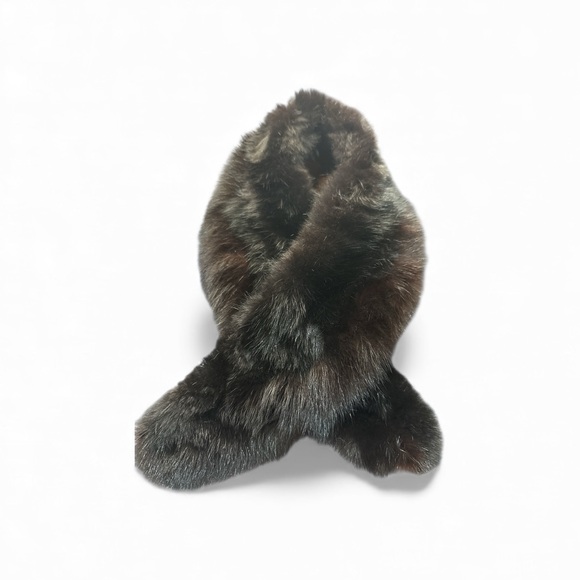 Vintage 1960s–70s Genuine Mink Fur Collar | 36.5” | Classic Brown - Picture 2 of 4